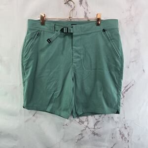Prana Shorts Mens 31 7 Inch Green Stretch Zion Belted Seafoam Hiking Climbing